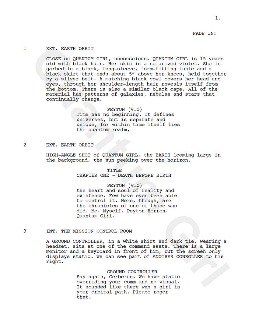 Quantum Girl Script Page 1